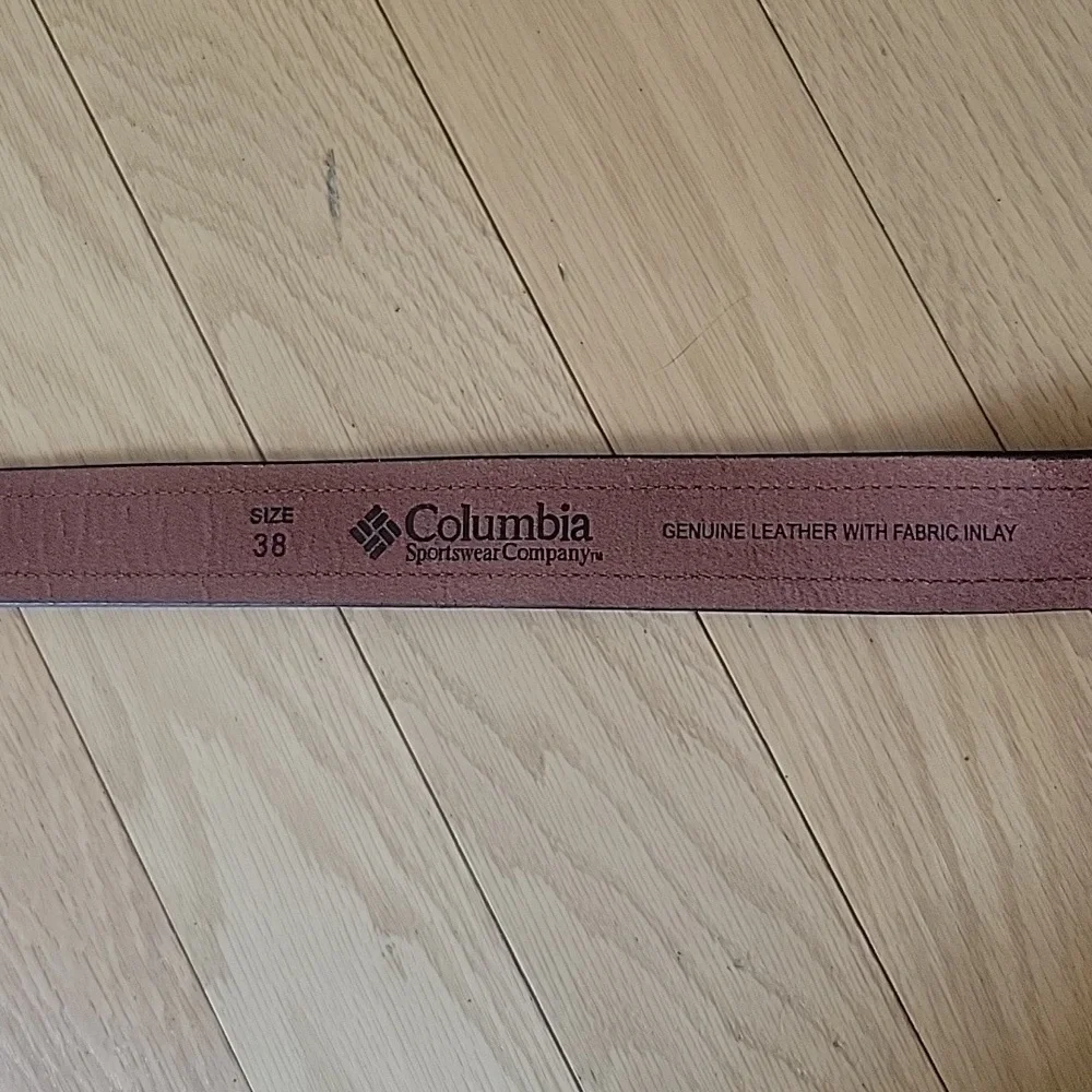 Columbia Vintage Brown Leather Belt with Fabric Inlay